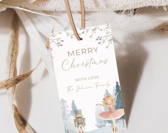 Christmas Gift Tags Printable Canva Template Editable Holiday Gift Tags Nutcracker Ballet Christmas Tags Modern Minimalist Boho for Kids