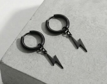 Boucles D'oreilles Pendantes CZ éclair - Style Streetwear Hip Hop Unisexe, Neuf Avec Emballage