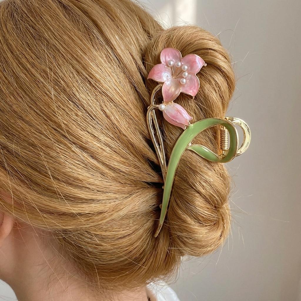 ジブリ♡4ママ さま　vintage ビーズ 花モチーフ　バレッタ Ghibli hair clip - Etsy 日本