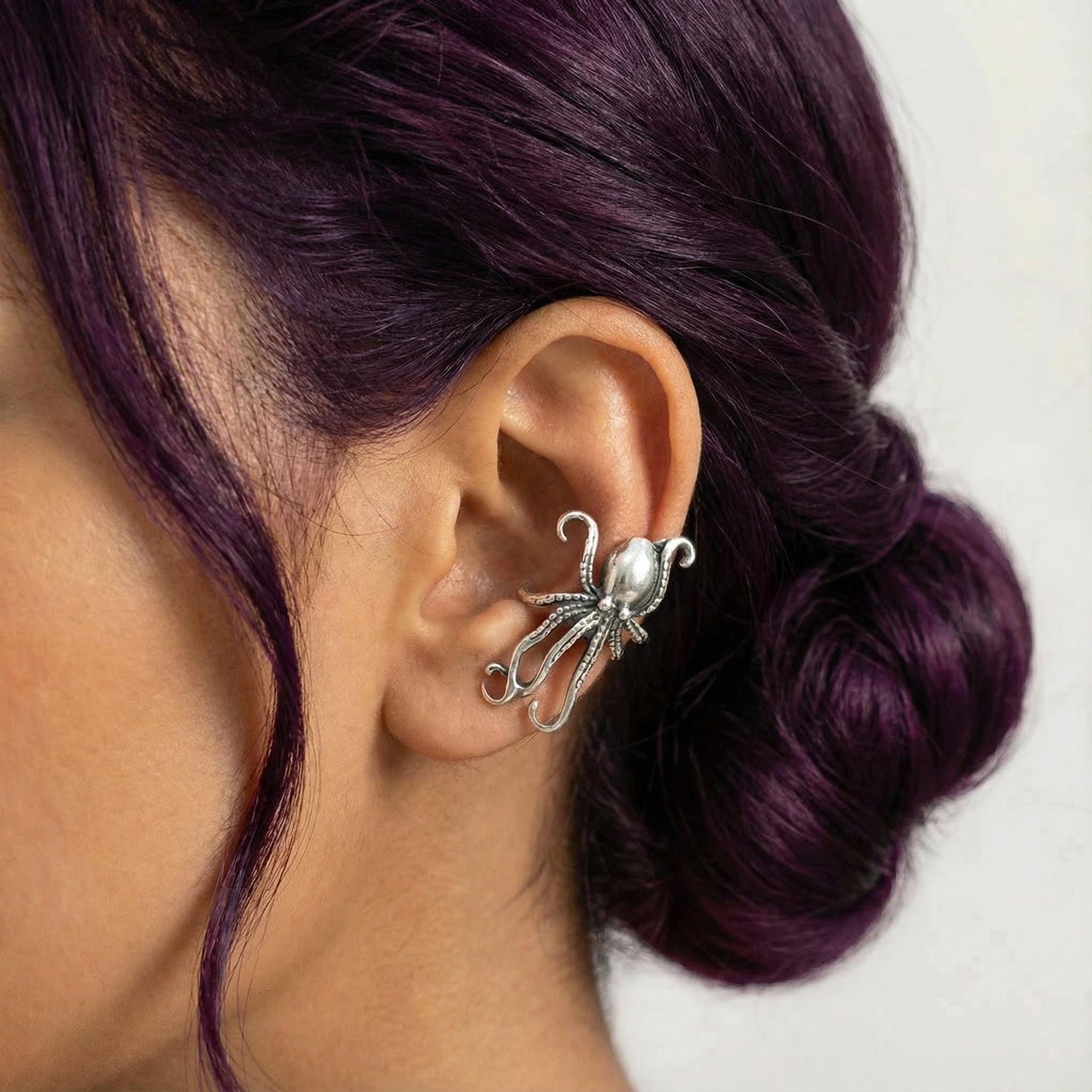 Orecchini da donna in argento Sterling 925, a forma di polipo
