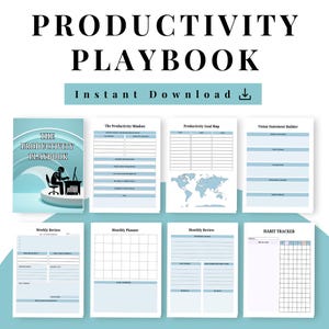 Productivity Playbook Printable PDF, Daily Focus Planner, Goal Tracker, Habit Builder, Time Blocking Organizer, Personal Growth Workbook