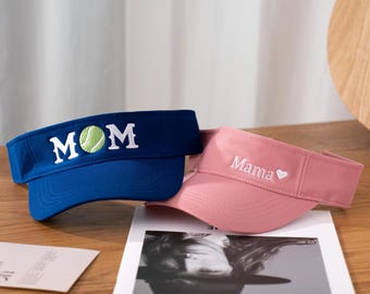 Personalized Embroidered Tennis Mom Visor Custom Text Visor With Name Custom visor Unisex Cute Gift Visor Hat For Mama Mother's Day Gift