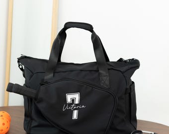 Sac de pickleball personnalisé sac de sport brodé monogramme personnalisé fourre-tout pour les amateurs de pickleball cadeau maman pickleball 25081201