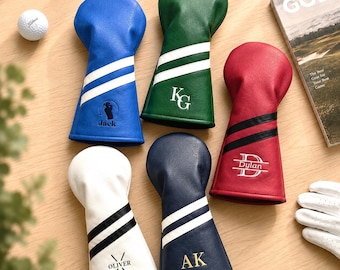 Personalized Golf Head Cover, Custom Initial Golf Headcover, Embroidered Driver Cover, Golf Bag Accessories, Gift for Golfer F06