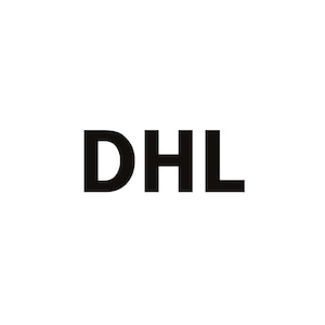 May include: The DHL logo, featuring the bold, black letters "DHL" against a clean white background. The letters are in a sans-serif font, with a simple and modern design. The image is a straightforward representation of the DHL brand.
