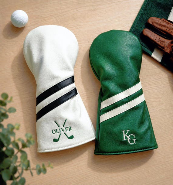 Personalized Golf Club Headcover, Custom Leather Driver Cover, Monogram Embroidered Golf Gift for Dad or Golf Lover,Golf Accessories F06