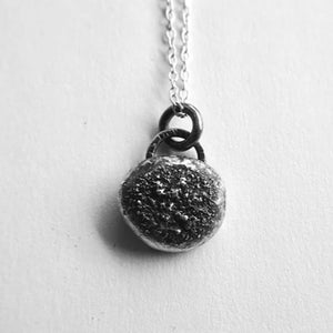 Handmade Small Rustic Dust Sterling Silver Pebble Necklace Pendant ...