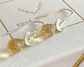 Citrine Teardrop Sterling Silver Dangle Earrings.  November Birthstone Earrings. Bridesmaid Gift. Wedding Jewellery. Birthday Gift.