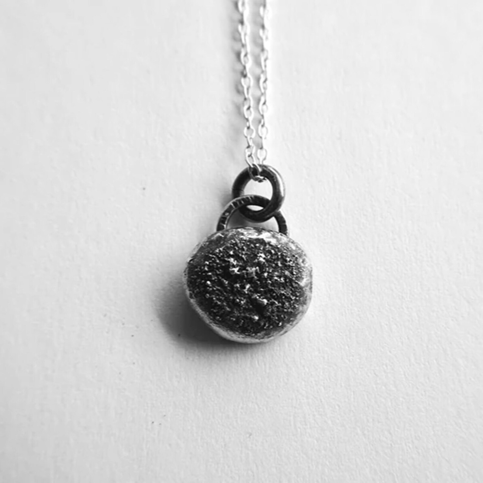 Handmade Small Rustic Dust Sterling Silver Pebble Necklace Pendant ...
