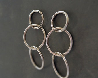 Sterling silver stud earrings. Handmade minimalist earrings. Gift for her.