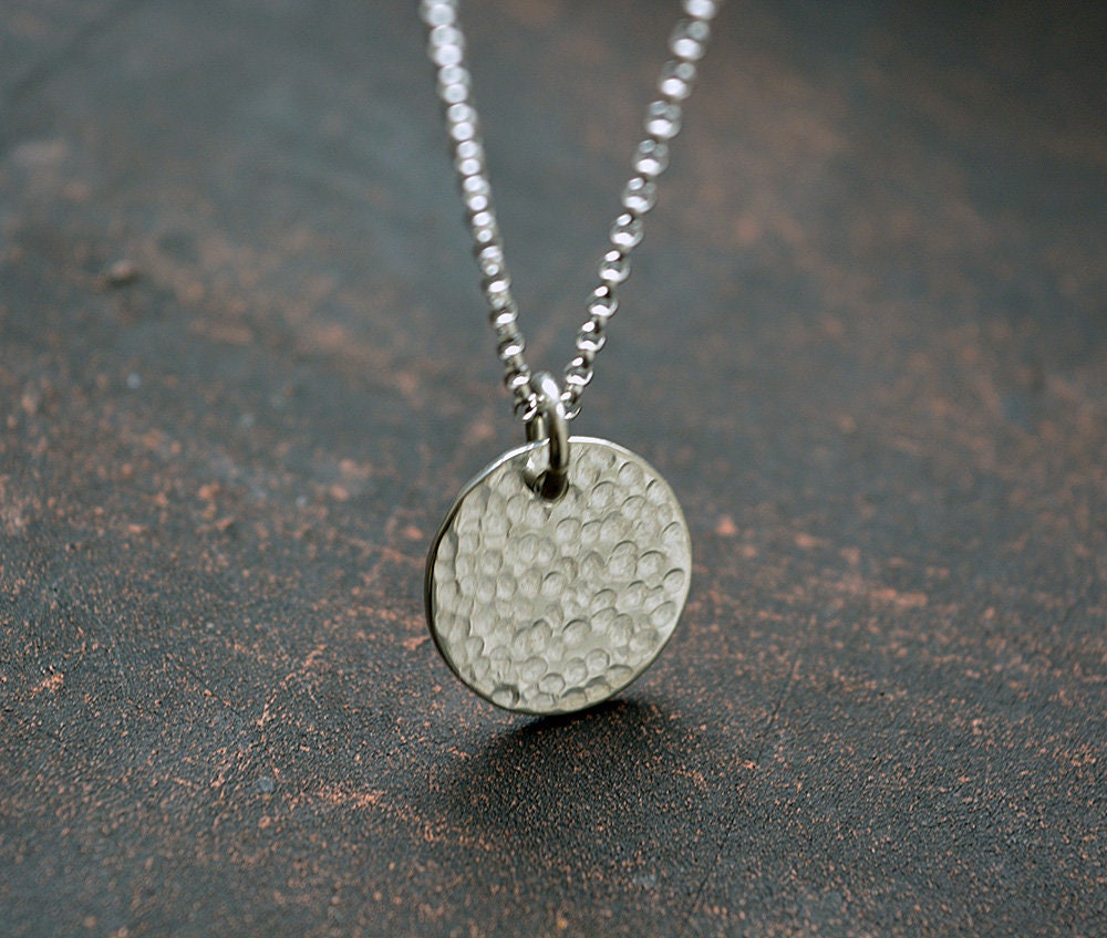 Sterling Silver Textured Disc Pendant. Minimalist Jewellery. - Etsy UK