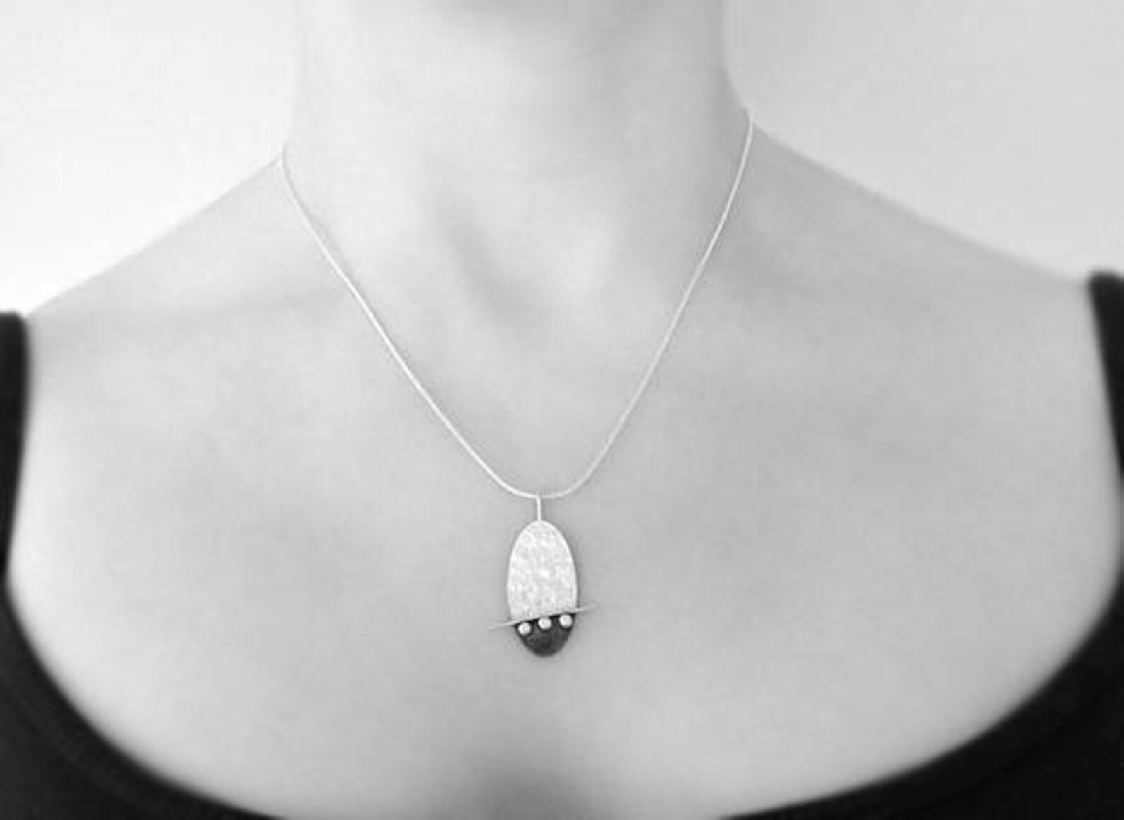 Silver Oval Pendant. Sterling Silver Necklace. Silver Etsy UK