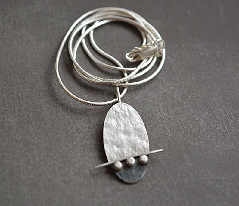 Silver Oval Pendant. Sterling Silver Necklace. Silver Etsy UK