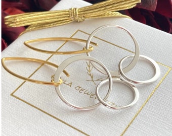 Sterling silver and gold vermeil two circles earrings.