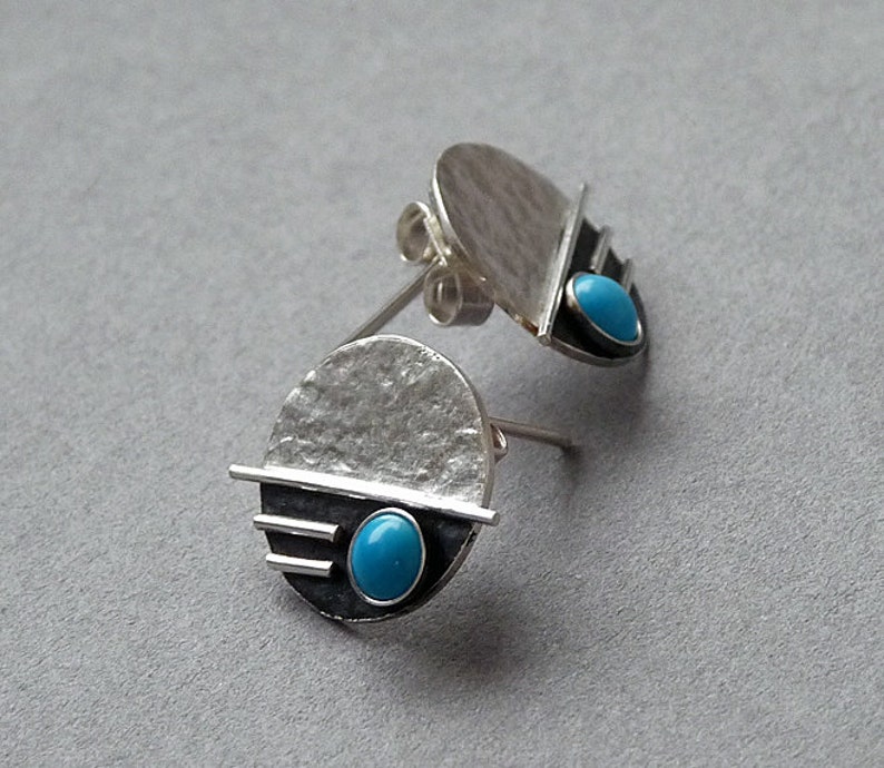 Gemstone earrings MADE TO ORDER. Silver jewellery Sterling silver post earrings Handmade Sterling silver stud earrings with turquoise