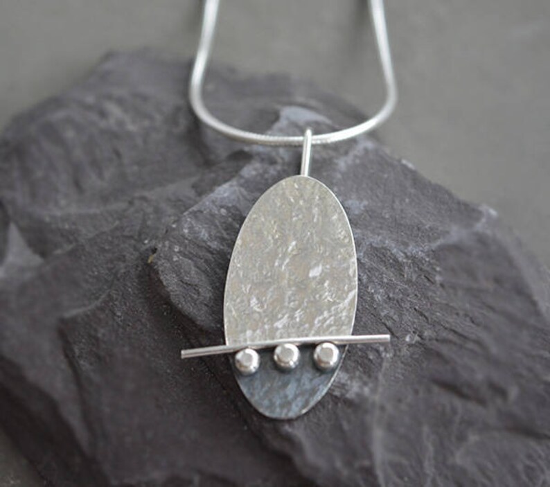 Silver Oval Pendant. Sterling Silver Necklace. Silver Etsy UK