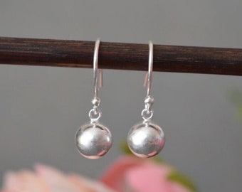 Sterling silver ball earrings. Dangle earrings. 8mm ball earrings. Gift for woman. Gift for her.
