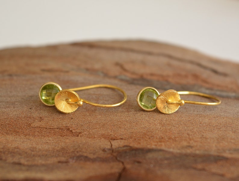 Peridot And 24k Gold Vermeil Dangle Earrings. August Birthstone Earrings. Gold and Peridot Earrings. Birthday Gift. Wedding jewellery. image 10