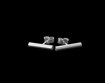 Minimalist Sterling Silver Tube Stud Earrings – Lightweight, Hypoallergenic, Nickel-Free, Unisex, Modern Design, Gift-Ready Jewellery