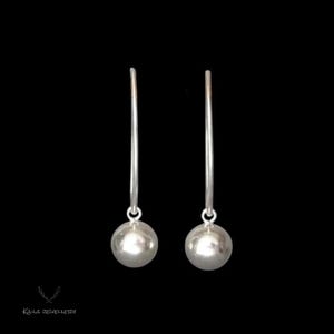 Sterling Silver Ball Dangle Earrings: Minimalist Sphere Jewelry