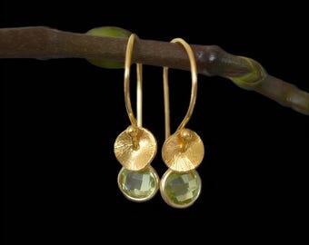 Peridot Dangle Earrings: 24k Gold Vermeil August Birthstone
