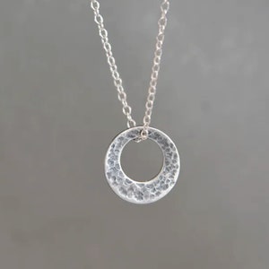 Oxidized Hammered Sterling Silver Pendant Necklace: Minimalist Jewelry