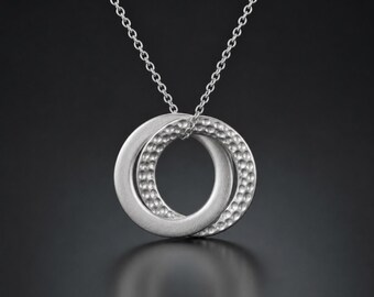 Hammered Sterling Silver Interlocking Circle Necklace: Unity Pendant