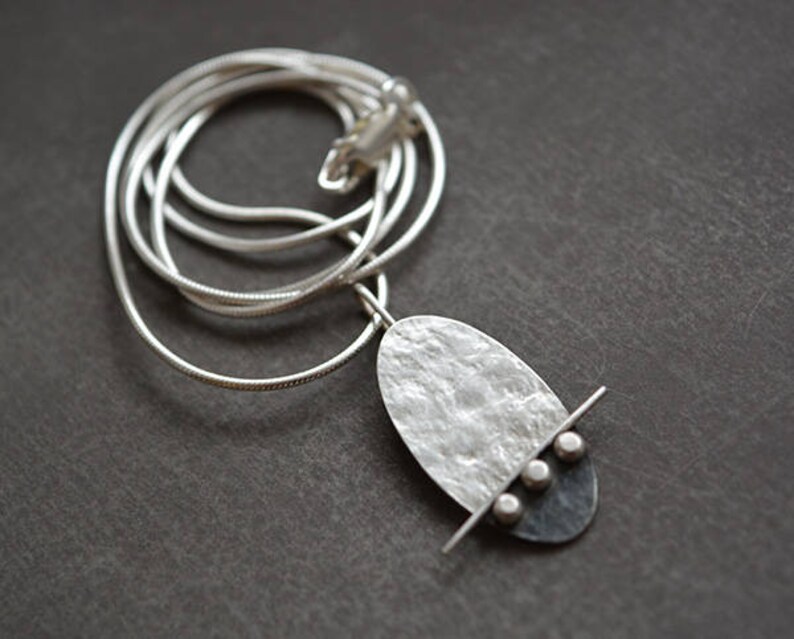 Silver Oval Pendant. Sterling Silver Necklace. Silver Etsy UK