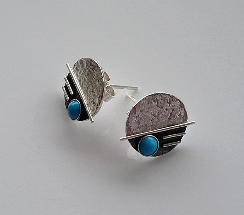 Gemstone earrings MADE TO ORDER. Silver jewellery Sterling silver post earrings Handmade Sterling silver stud earrings with turquoise