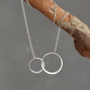 Infinity necklace sterling silver. Silver interlocking necklace. Entwined circles. Double circle necklace. Gift for woman