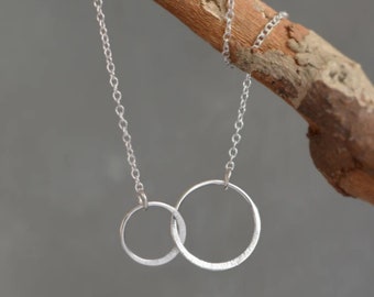 Infinity necklace sterling silver. Silver interlocking necklace. Entwined circles. Double circle necklace. Gift for woman