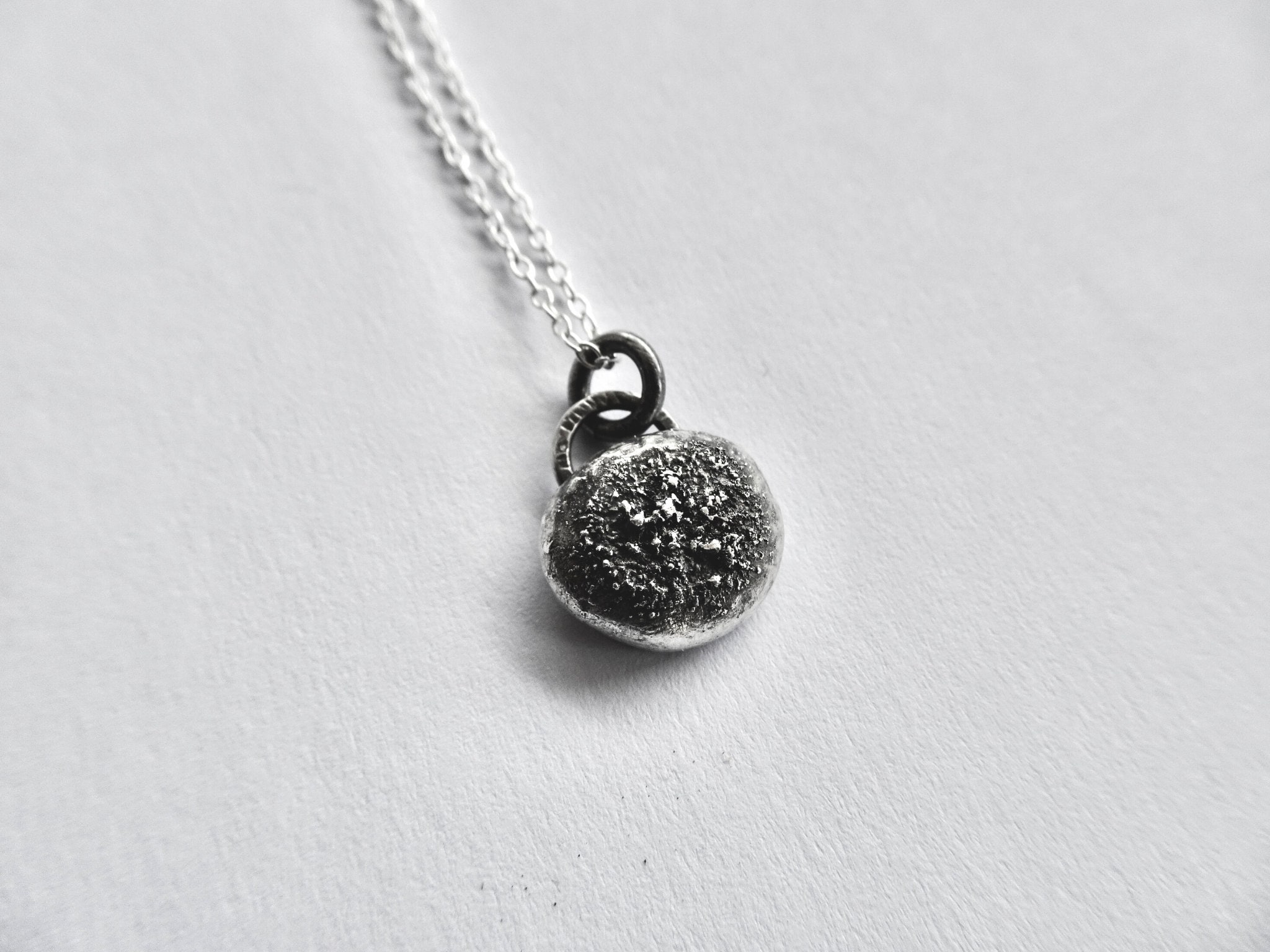 Handmade Small Rustic Dust Sterling Silver Pebble Necklace Pendant ...