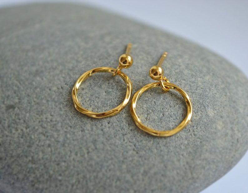 24k Gold Vermeil Ball and Circle Stud Earrings. Gift for Her. - Etsy