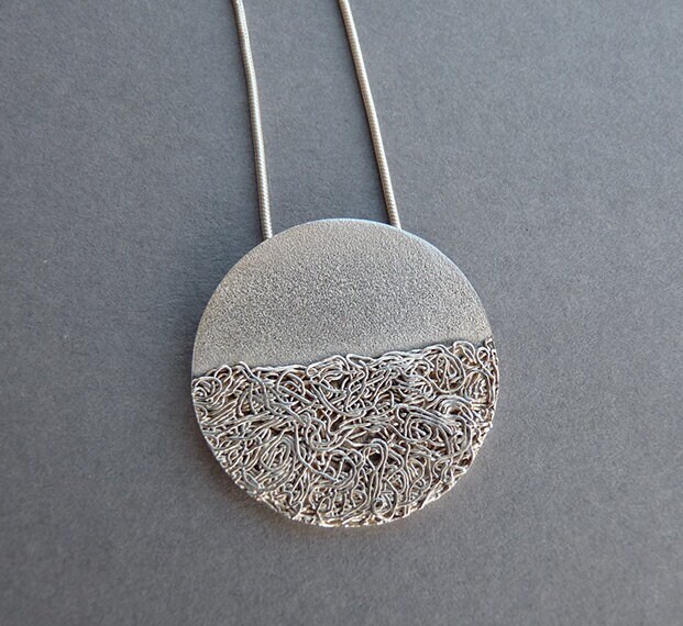 Sterling Silver and Fine Silver Pendant. Sterling Silver Disc - Etsy
