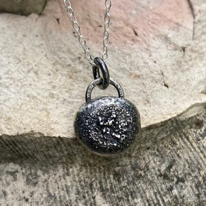 Handmade Small Rustic Dust Sterling Silver Pebble Necklace Pendant ...