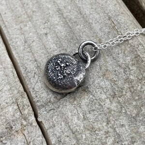 Handmade Small Rustic Dust Sterling Silver Pebble Necklace Pendant ...