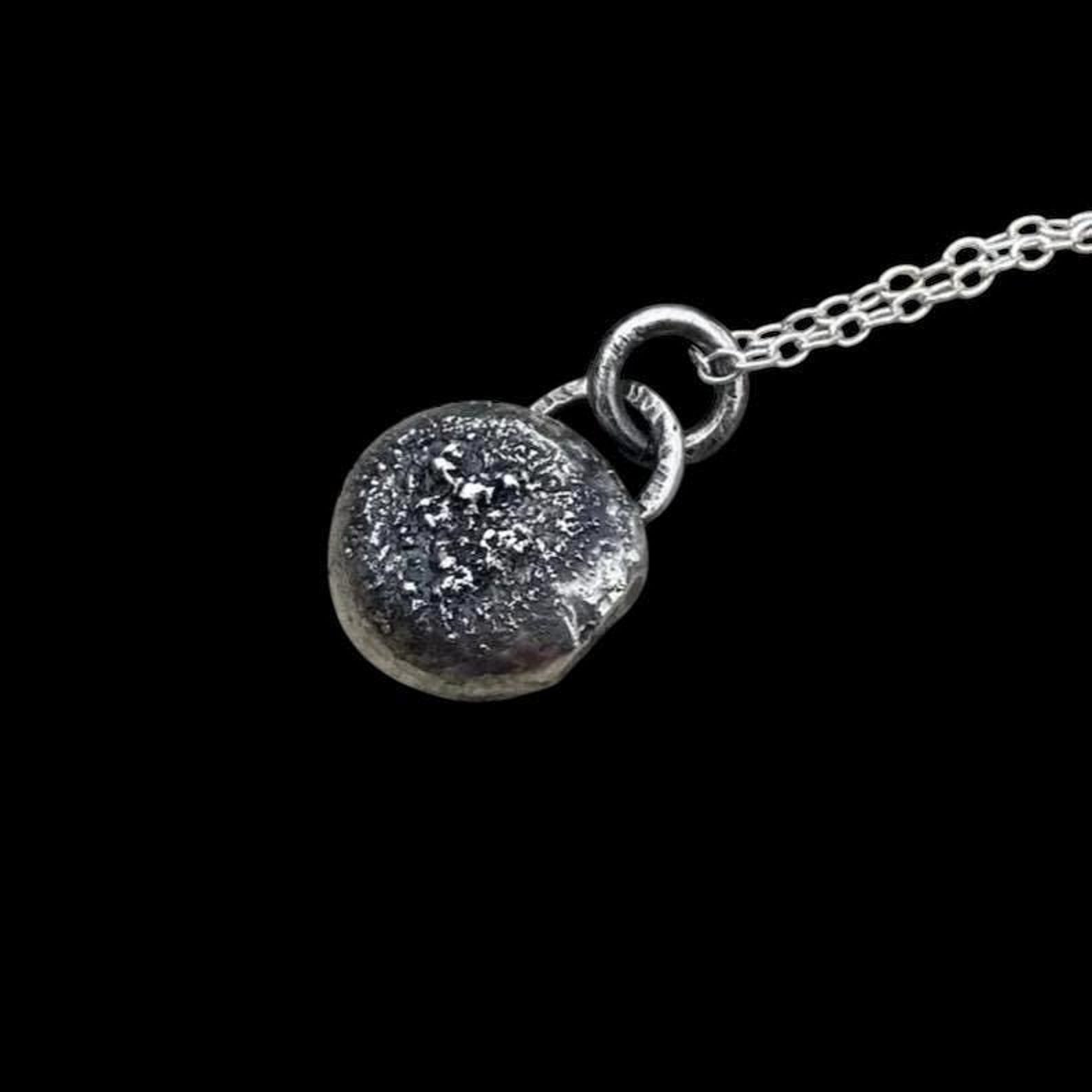 Handmade Small Rustic Dust Sterling Silver Pebble Necklace Pendant ...