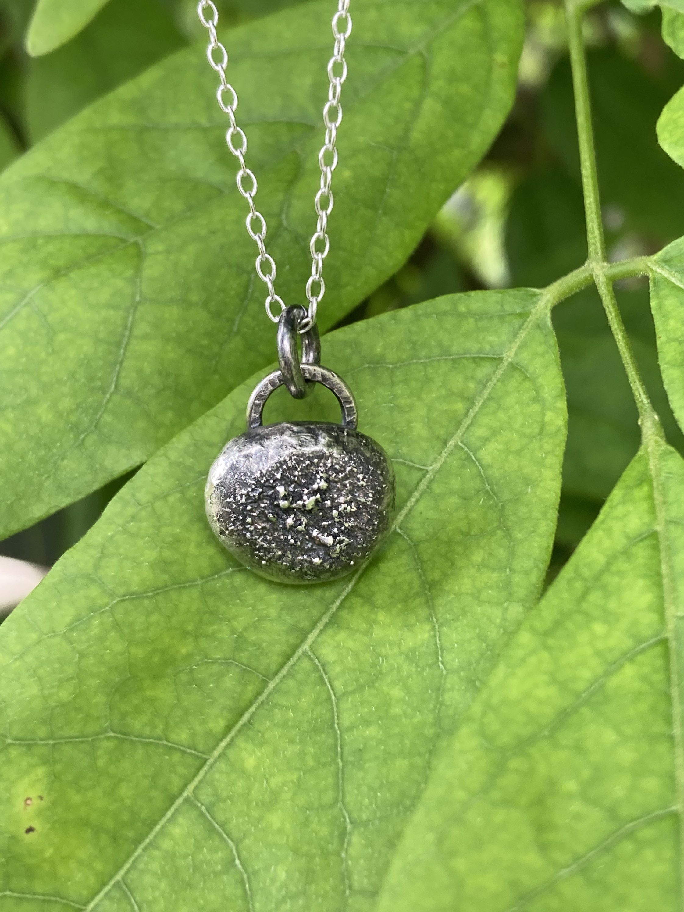 Handmade Small Rustic Dust Sterling Silver Pebble Necklace Pendant ...