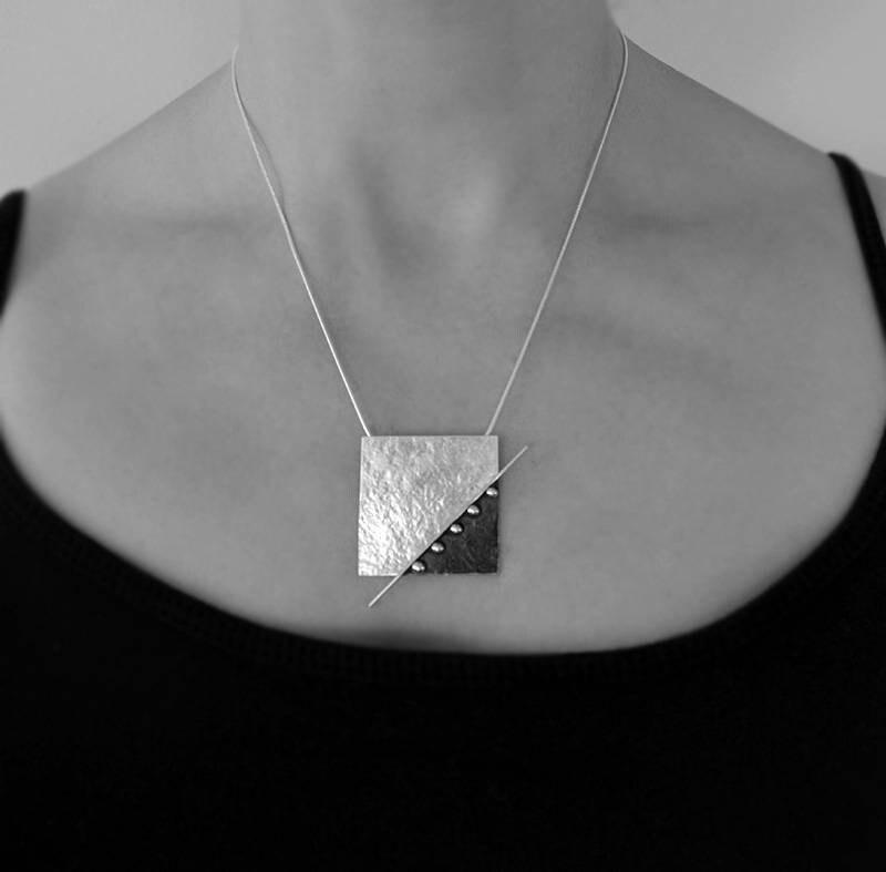 Sterling Silver Square Pendant. Sterling Silver Necklace. Etsy UK