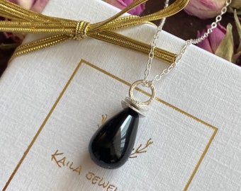 Black Onyx Gemstone Necklace Pendant, Crystal Necklace, Stone Necklace, Necklace For Woman