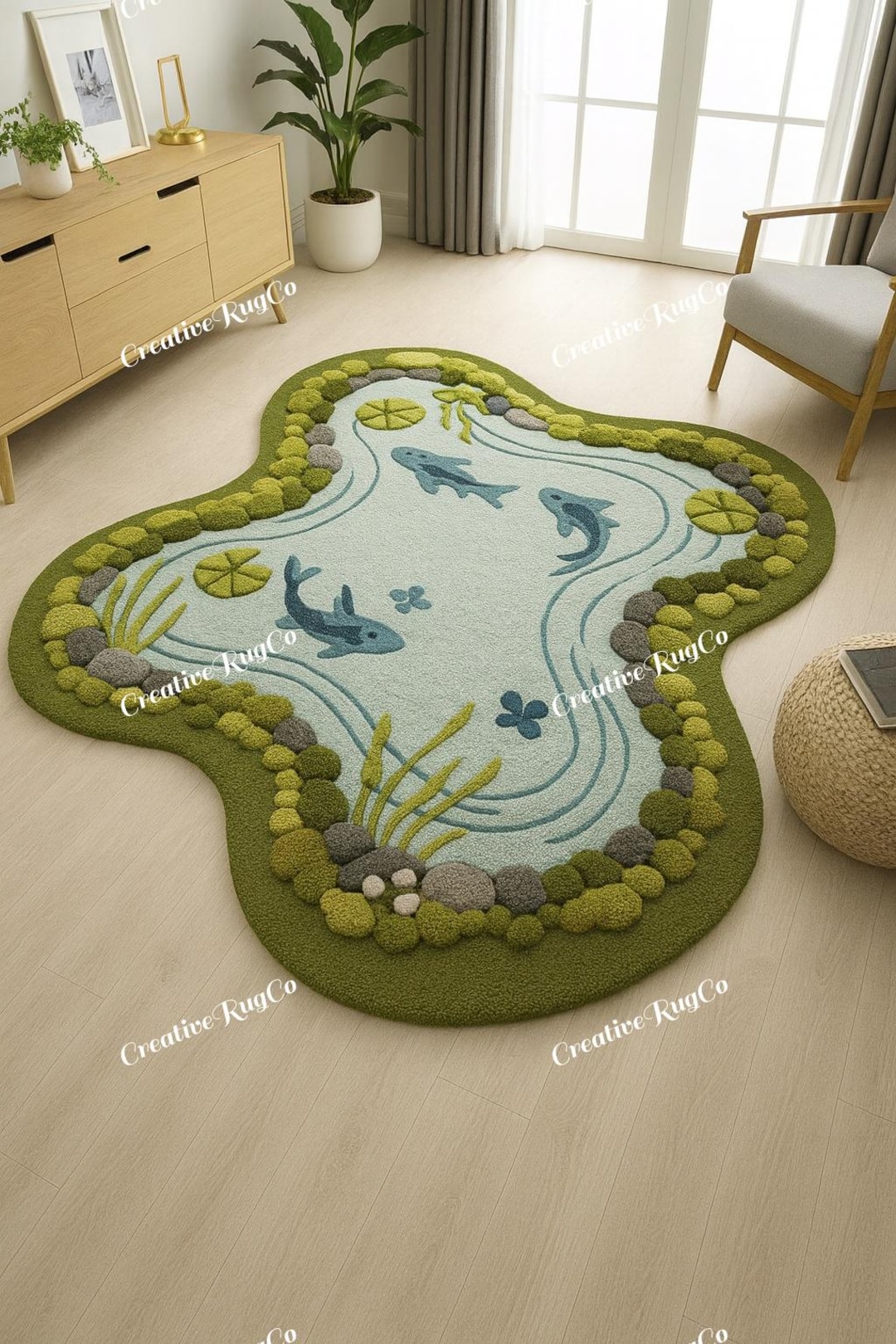 Pond/water Rug Creative Water Pond Rug | 3D Hand Tufted Carpet | Nature Themed Home ...