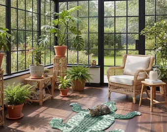 Alfombra verde con forma de cocodrilo, hecha a mano, con mechones de animales, moderna alfombra para habitación infantil y sala de estar, decoración con un toque divertido.