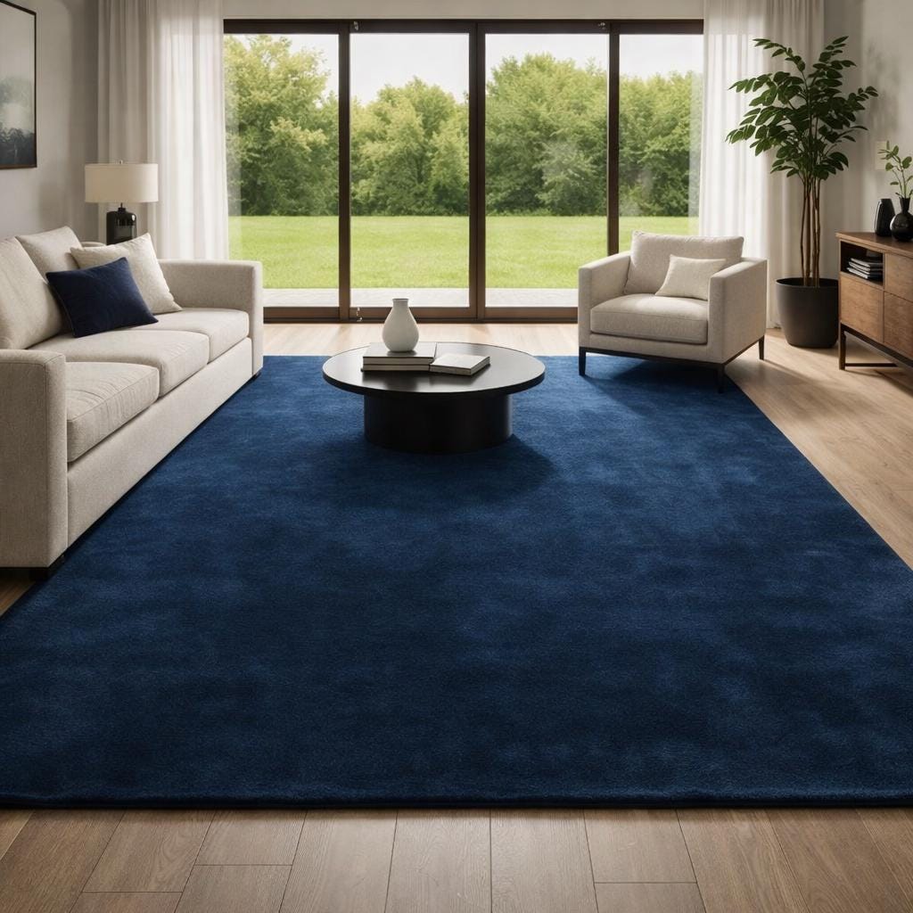 Solid Blue Rugs Hand Tufted Solid Blue Rug 8x10 9x12 12x18 – Luxury Plush Navy Area Rug ...