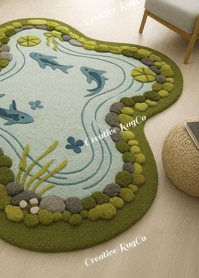 Pond Rug Design Creative Water Pond Rug | 3D Hand Tufted Carpet | Nature Themed Home ...