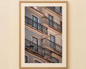 Lisbon Balcony Print | Portuguese Architecture Wall Art | Travel Photography Print | Lisbon Home Decor | European Cityscape Photo