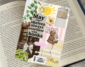 Pink Spring Bookish Bear Reader Aesthetic Kindle-inzetstuk | leesaccessoires | boekencadeau | cadeau voor boekenliefhebber | gezellige aansteker