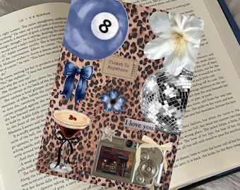 Leopard Print Blue Autumn Kindle Insert | reading accessories | bookish gift | book lover gift | cozy kindle