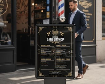 Plantilla de volante de barbería, diseño de señalización de barbería moderna, póster editable de Canva