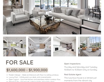 Plantilla de volante inmobiliario / Canva imprimible / Descarga digital