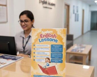 Plantilla de volante para clases de inglés hablado / Póster de entrenamiento de idiomas para niños (Descargar PDF)